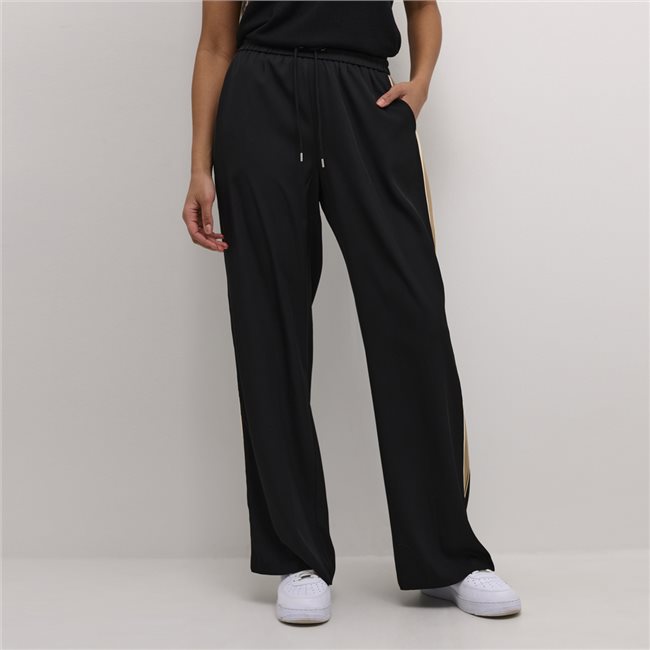 643T Pinns Black/Taupe Wide Leg Trouser Side Tape Detail