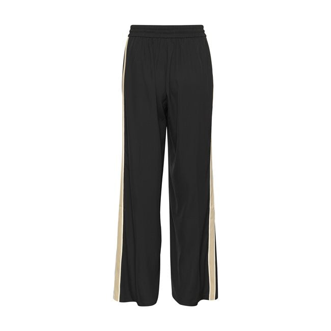 643T Pinns Black/Taupe Wide Leg Trouser Side Tape Detail