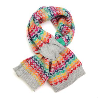 POM Wool Blend Pull Through Scarf 52709 Rainbow Hearts/Grey