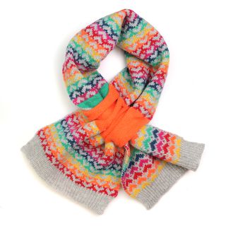 POM Wool Blend Pull Through Scarf 52709 Rainbow Hearts/Grey