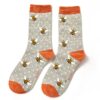 Miss Sparrow Ladies Bumble Bees Silver Bamboo Socks SKS238