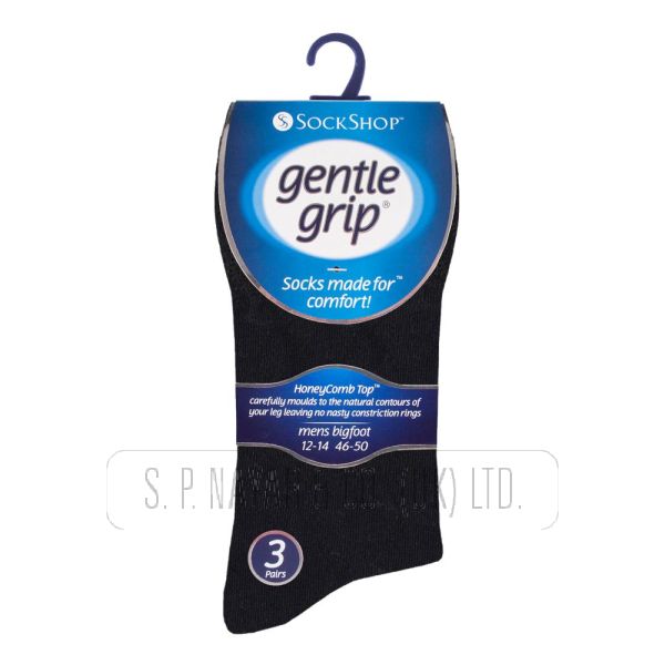 Mens Gentle Grip Big Foot 12 - 14 Size Socks SOMRB96 BK/NV/GY