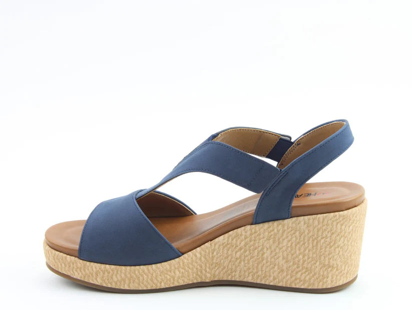 Heavenly Feet Paulina Ladies Wedge Sandal Navy