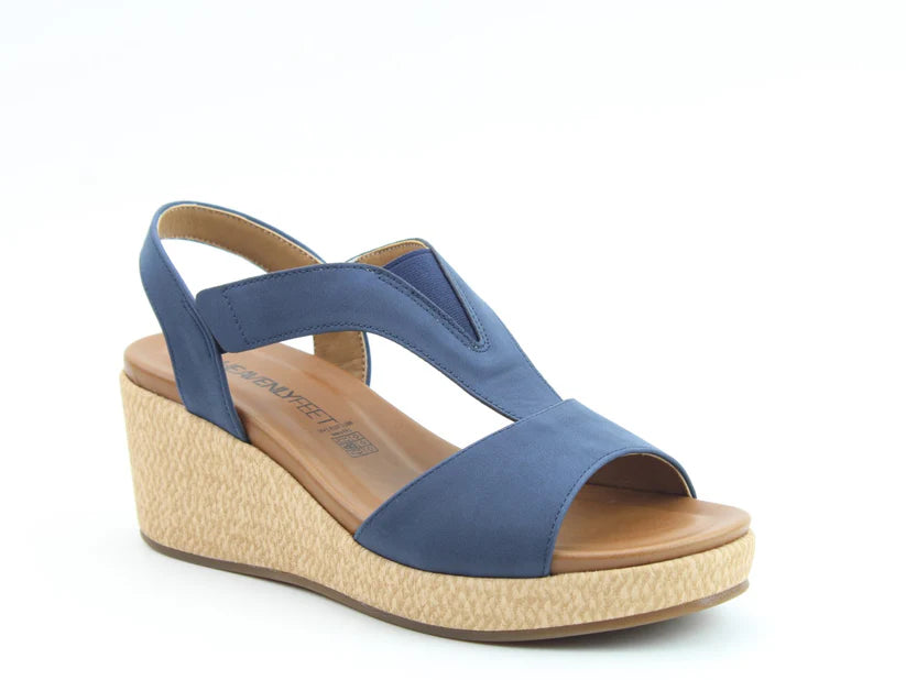 Heavenly Feet Paulina Ladies Wedge Sandal Navy