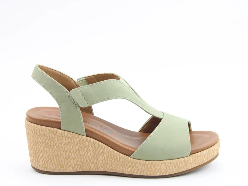 Heavenly Feet Paulina Ladies Wedge Sandal Olive