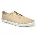 Lunar St Ives Ladies Leather Plimsoll FLE030 Beige