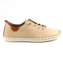 Lunar St Ives Ladies Leather Plimsoll FLE030 Beige