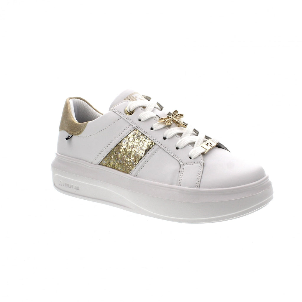 Rieker W1202-82 Evolution Sport Ladies Trainer White/Gold/Silver