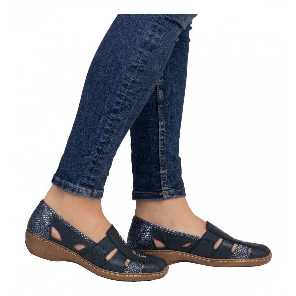 Rieker 41385-15 Ladies Slip On Summer Shoe Navy