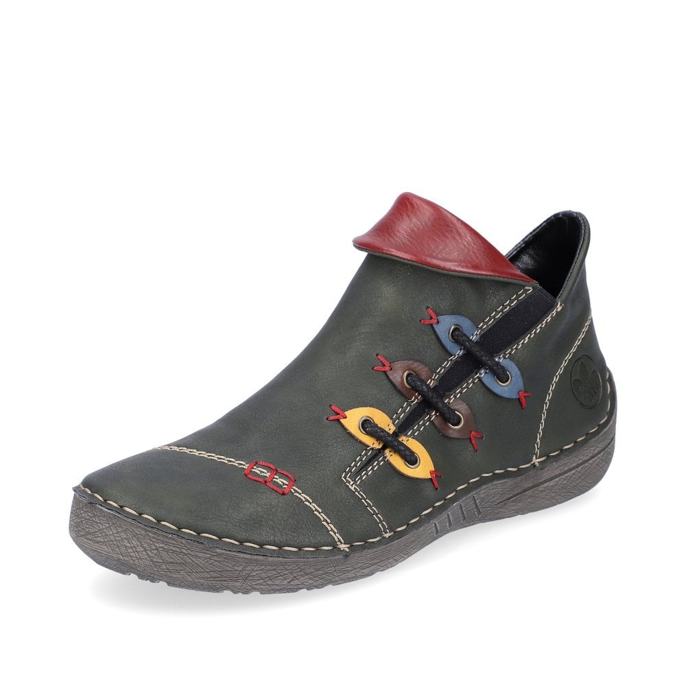 Rieker 72581-54 Ladies Zip Ankle Boot Forest/Wine