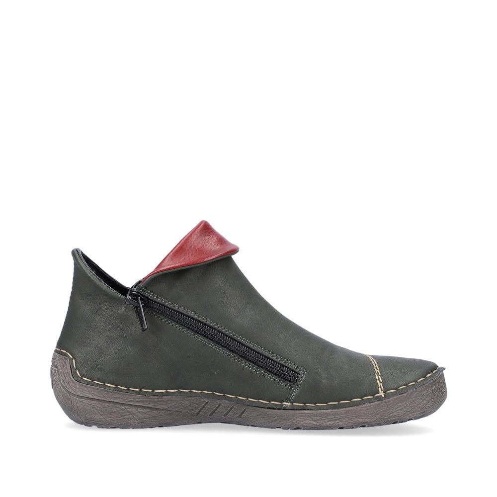 Rieker 72581-54 Ladies Zip Ankle Boot Forest/Wine