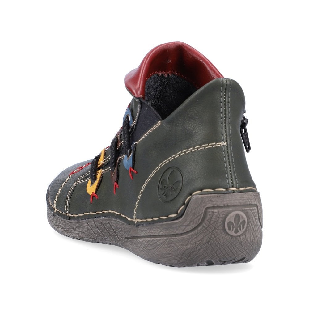 Rieker 72581-54 Ladies Zip Ankle Boot Forest/Wine