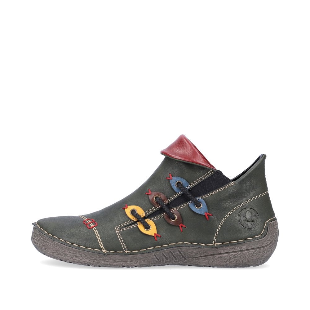 Rieker 72581-54 Ladies Zip Ankle Boot Forest/Wine