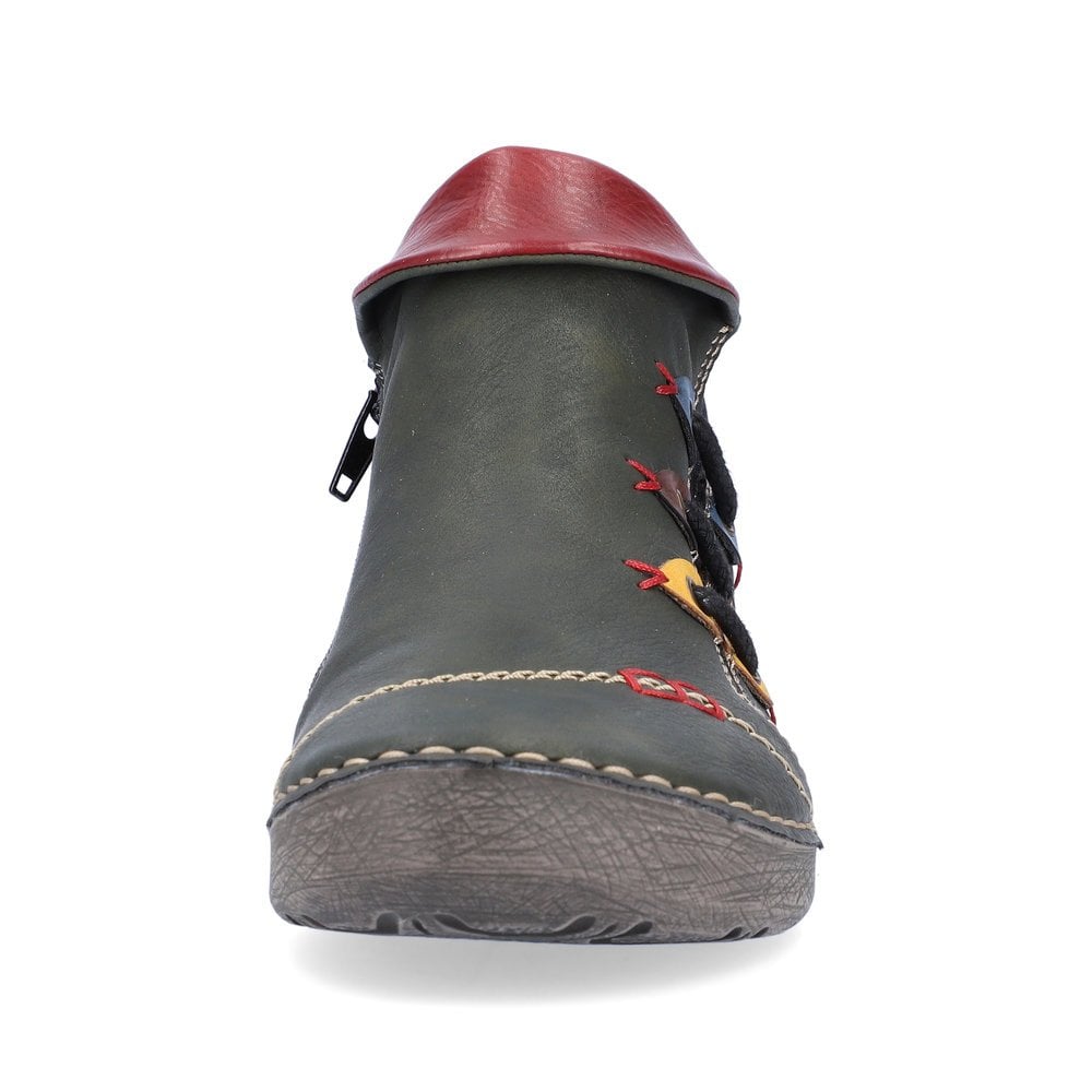 Rieker 72581-54 Ladies Zip Ankle Boot Forest/Wine