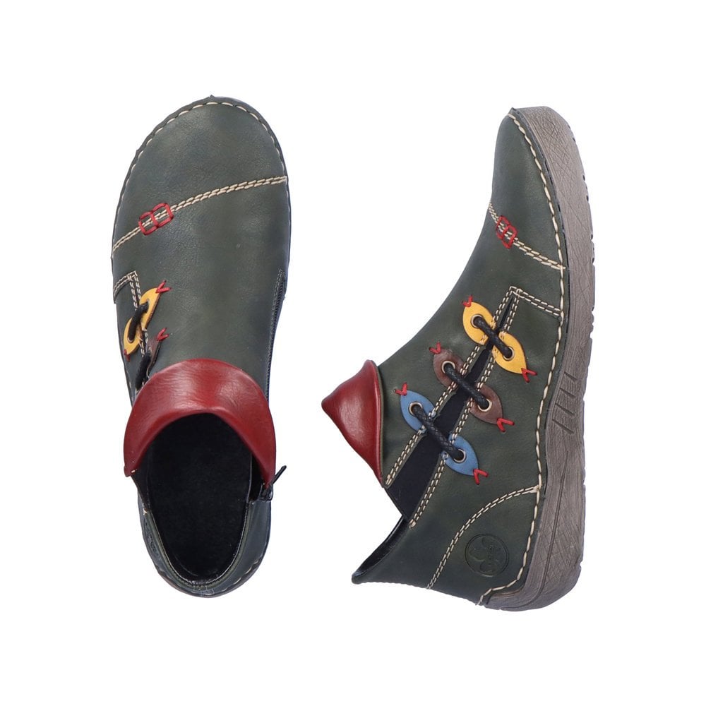 Rieker 72581-54 Ladies Zip Ankle Boot Forest/Wine