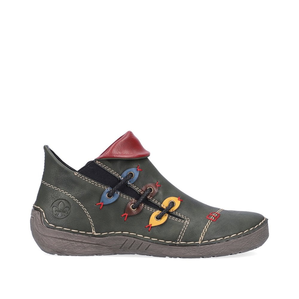 Rieker 72581-54 Ladies Zip Ankle Boot Forest/Wine