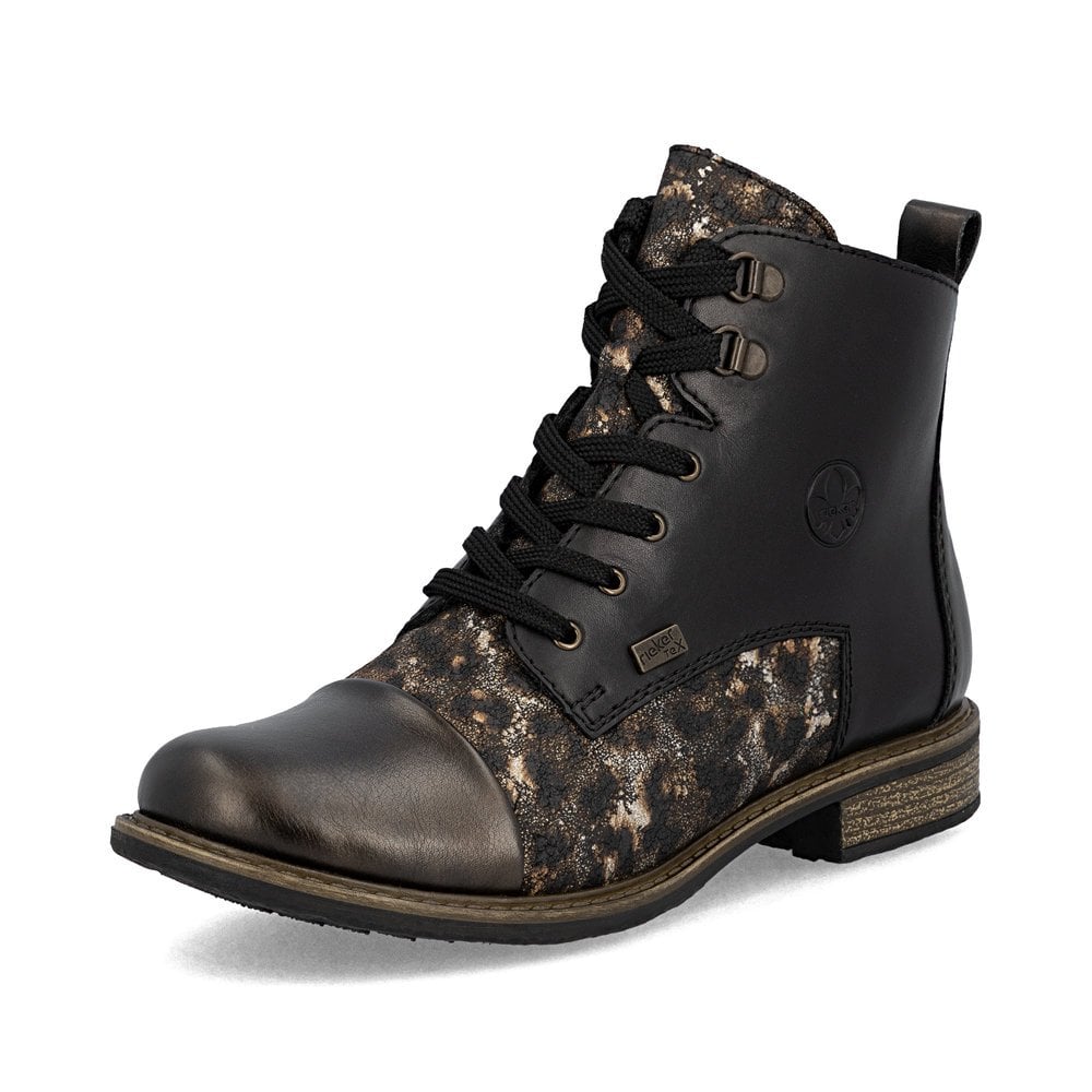 Rieker 74842-00 Ladies RiekerTex Lace Up Ankle Boot Black