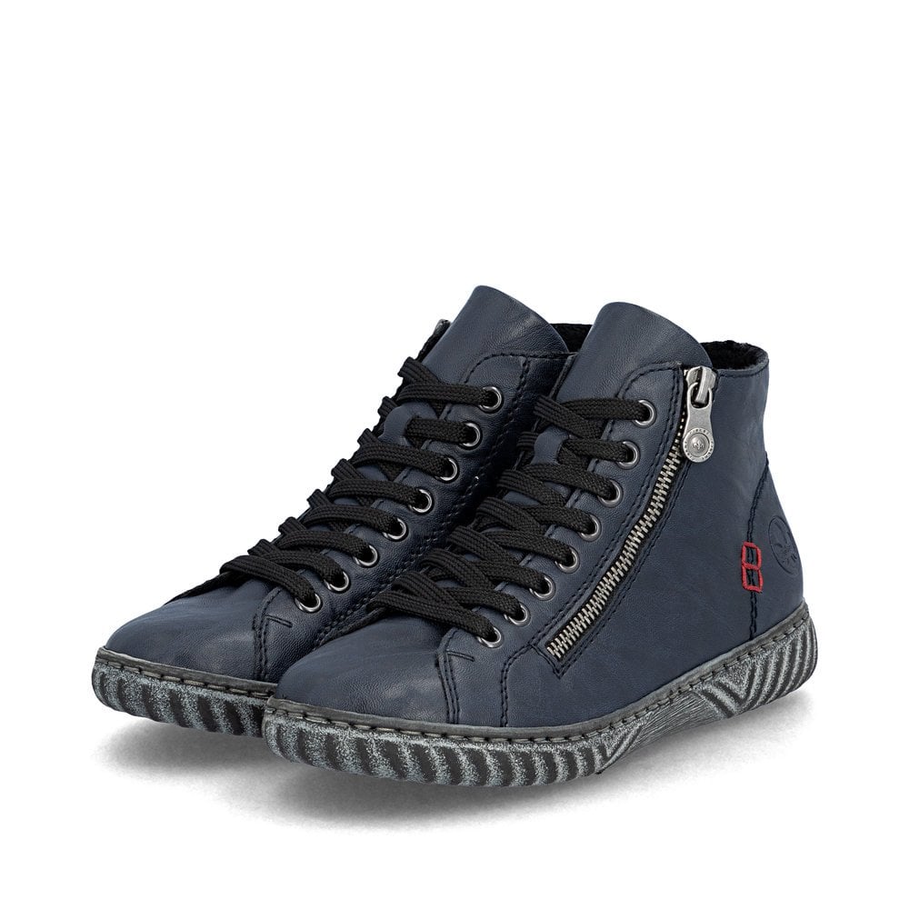 Rieker N0921-14 Ladies Lace Up Ankle Boots Pacific Blue