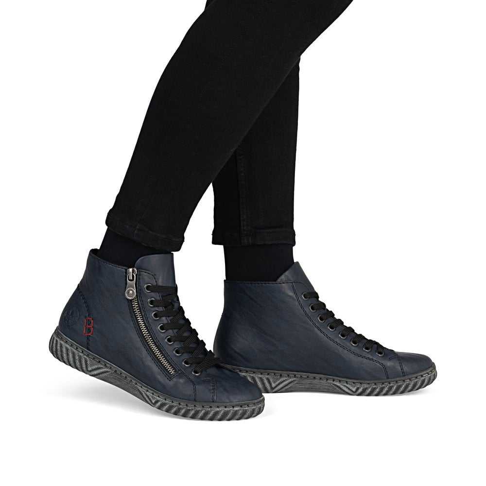 Rieker N0921-14 Ladies Lace Up Ankle Boots Pacific Blue