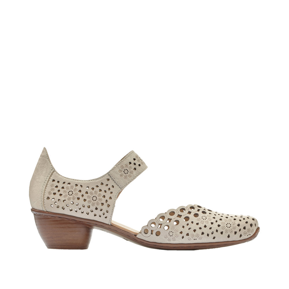 Rieker 43753-60 Ladies Heeled Summer Shoe Cream