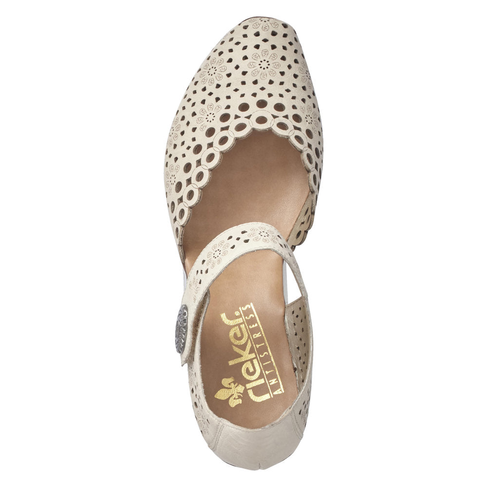 Rieker 43753-60 Ladies Heeled Summer Shoe Cream