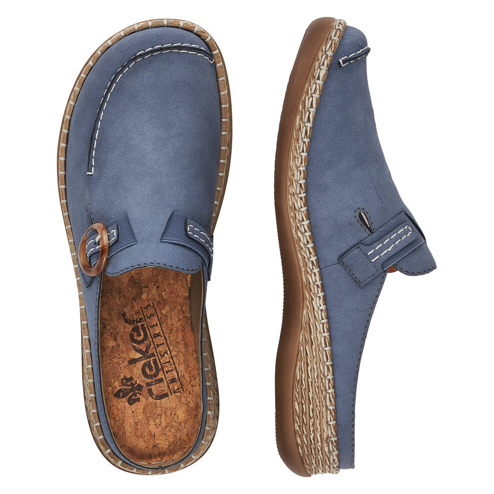 Rieker 46494-14 Ladies Slip On Mule Jeans Blue