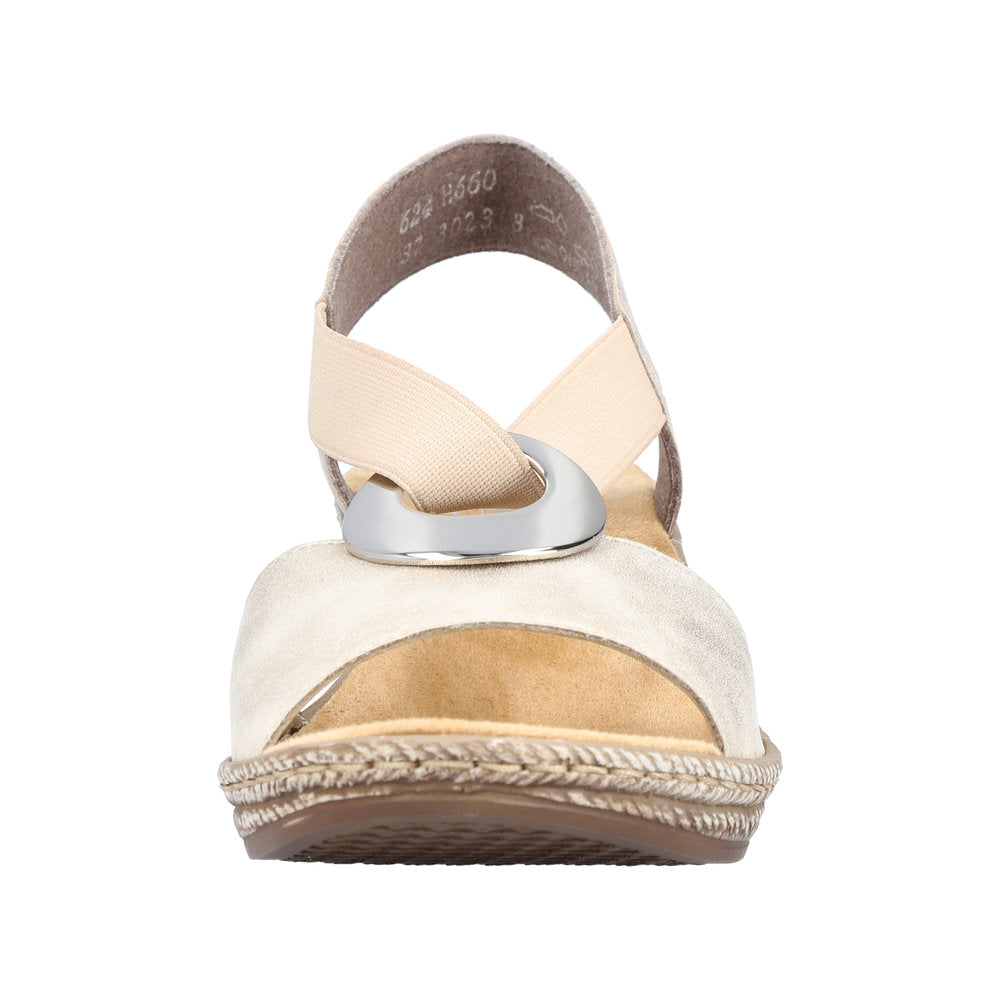 Rieker 624H6-60 Ladies Wedge Sandal Cream