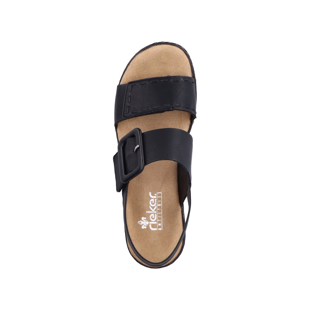 Rieker 62950-00 Ladies Adjustable Flatform Sandal Black