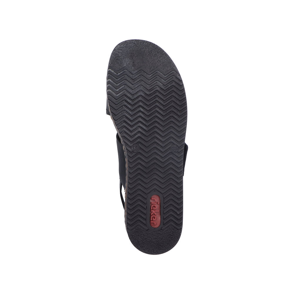 Rieker 62950-00 Ladies Adjustable Flatform Sandal Black