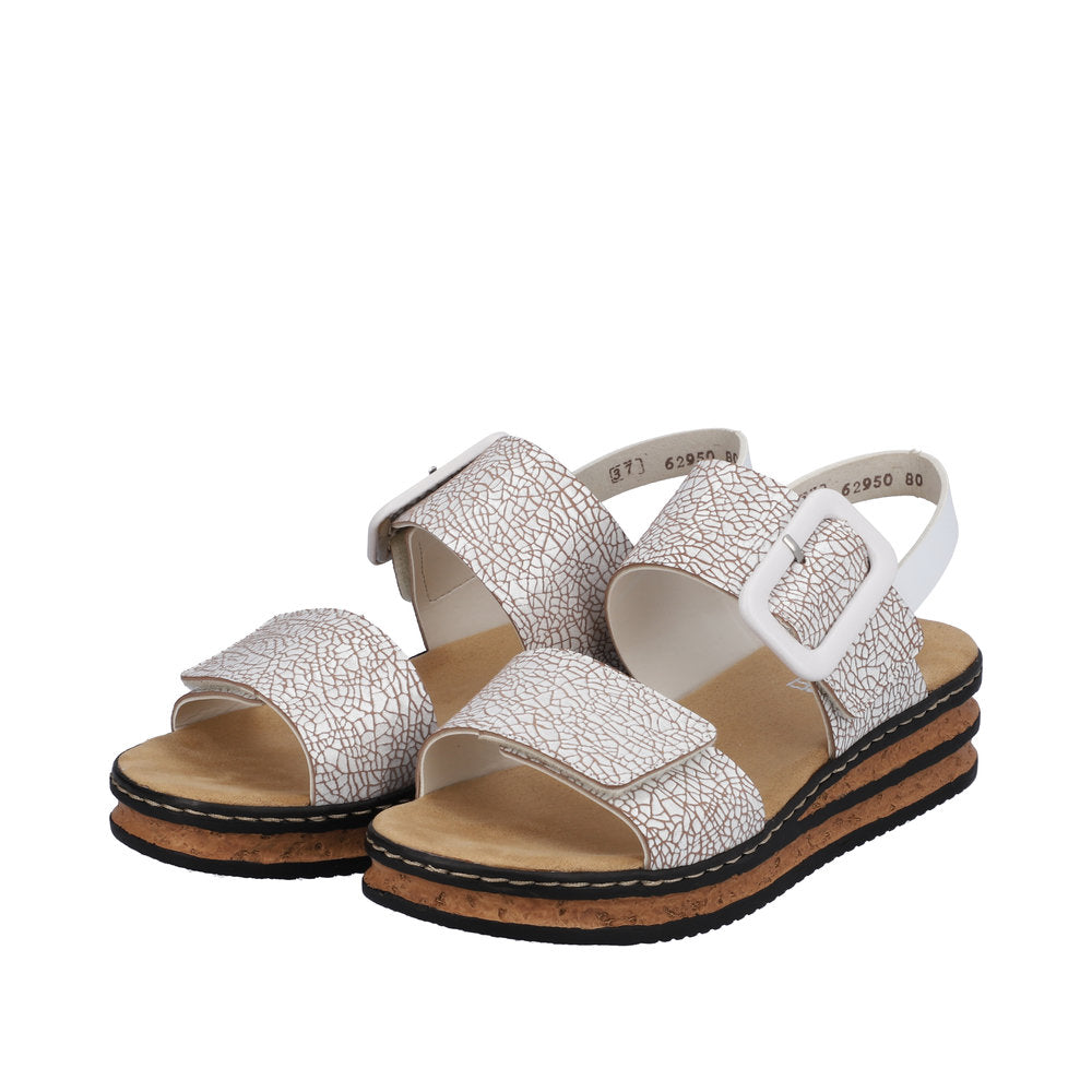 Rieker 62950-80 Ladies Flatform Adjustable Sandal White