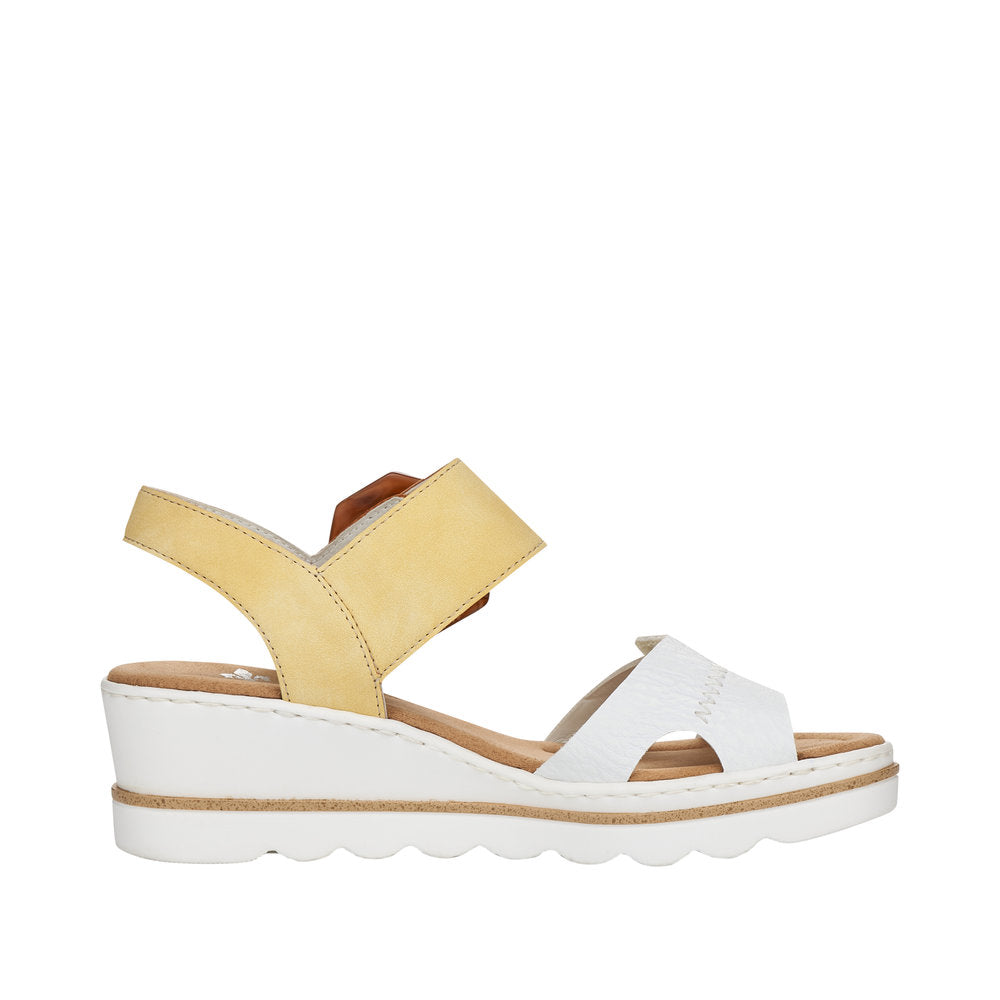 Rieker 67476-69 Ladies Wedge Comfort Sandal White/yellow