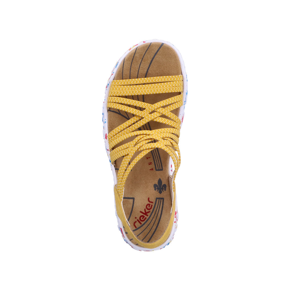 Rieker 67898-68 Ladies Stretch Elastic Sandal Yellow