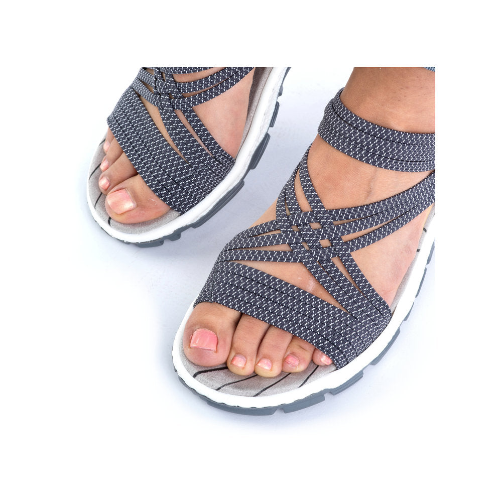 Rieker 68888-14 Ladies Stretch Elastic Sandal Pacific Blue