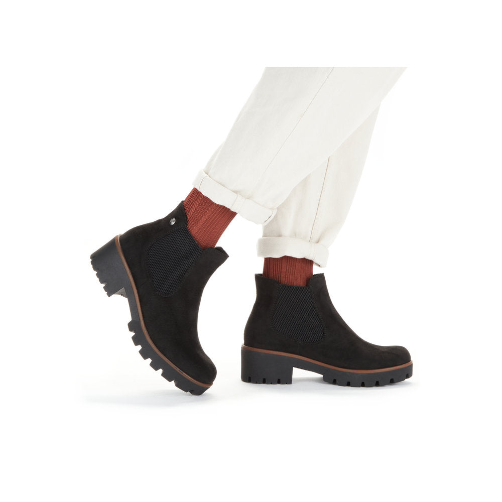 Rieker 79265-00 Ladies Chunky Sole Ankle boots Black