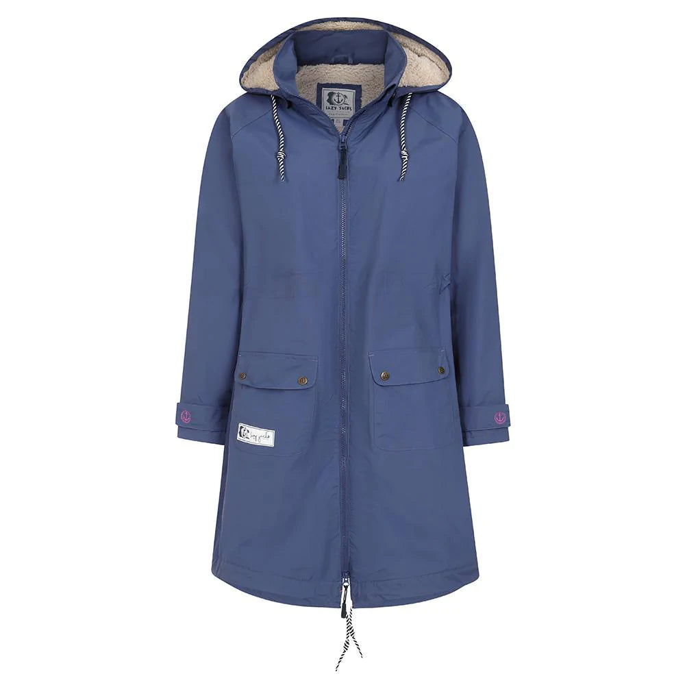 Lazy jacks ladies snug top lined long waterproof raincoat