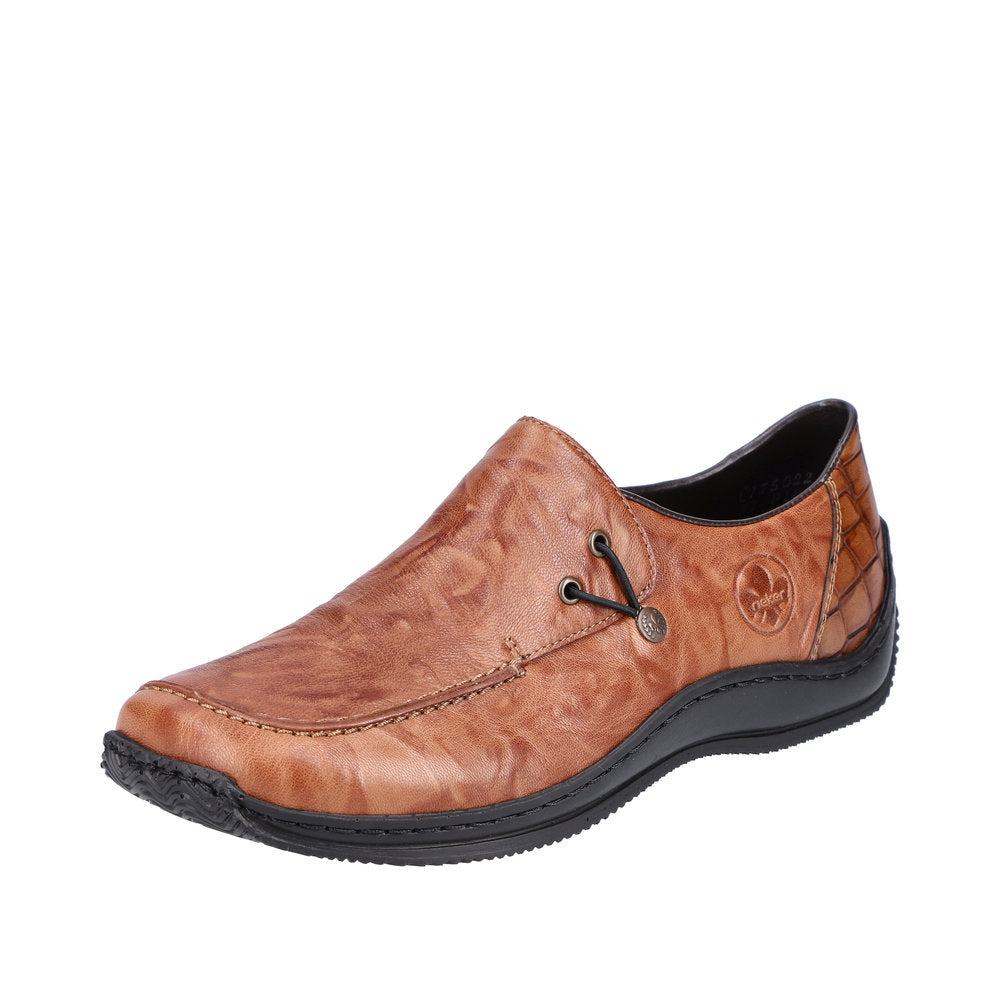 Rieker L1750-22 Ladies Slip On Shoe Tan