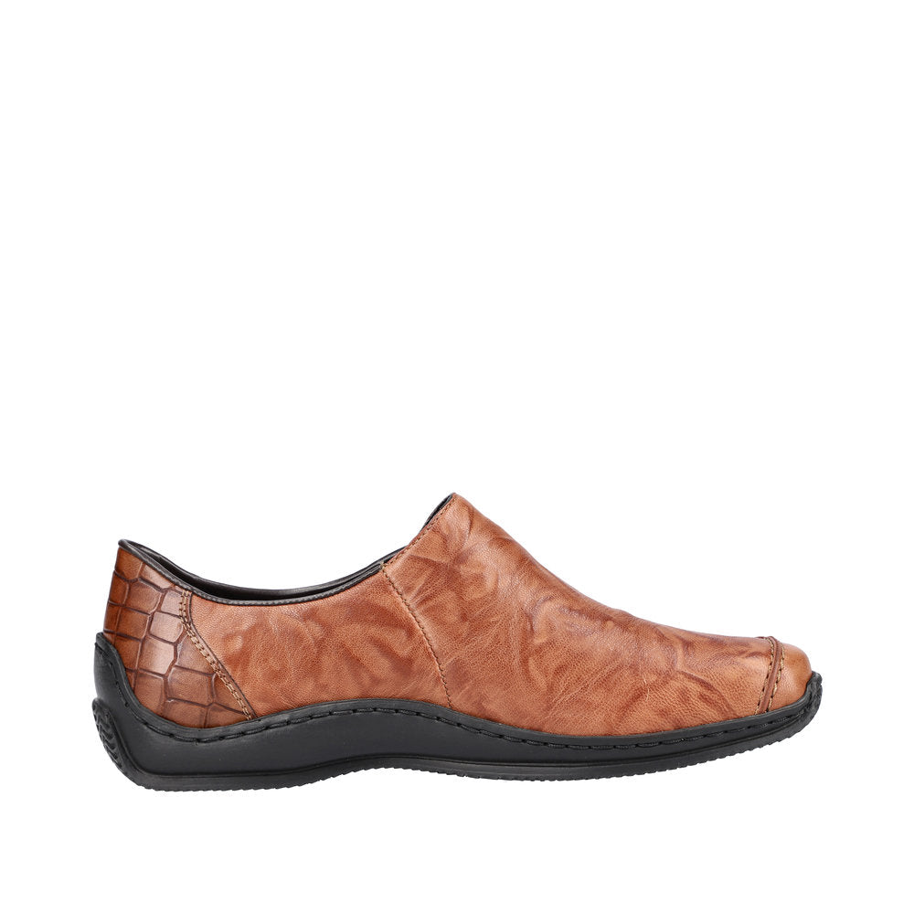 Rieker L1750-22 Ladies Slip On Shoe Tan