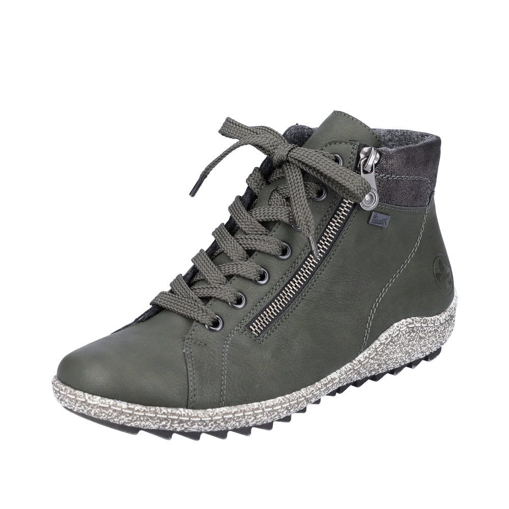 RiekerTex L7502-54 Ladies Warm Lined Ankle Boot Zipper- Forest Green