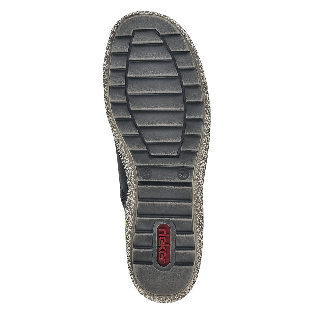 Rieker L7543-00 Zip & Lace Ankle Boot Black