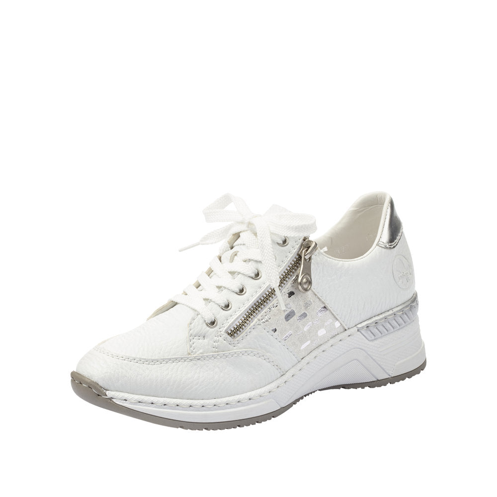 Rieker N4322-80 Ladies Lace Up Trainer White