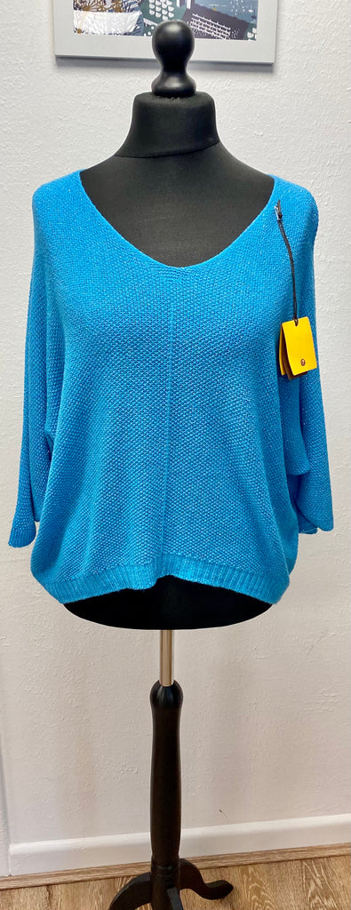 Short Sparkle V Neck Knit Top Assorted Colours