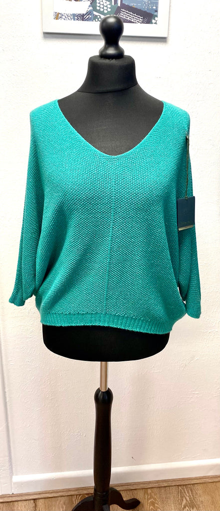Short Sparkle V Neck Knit Top Assorted Colours