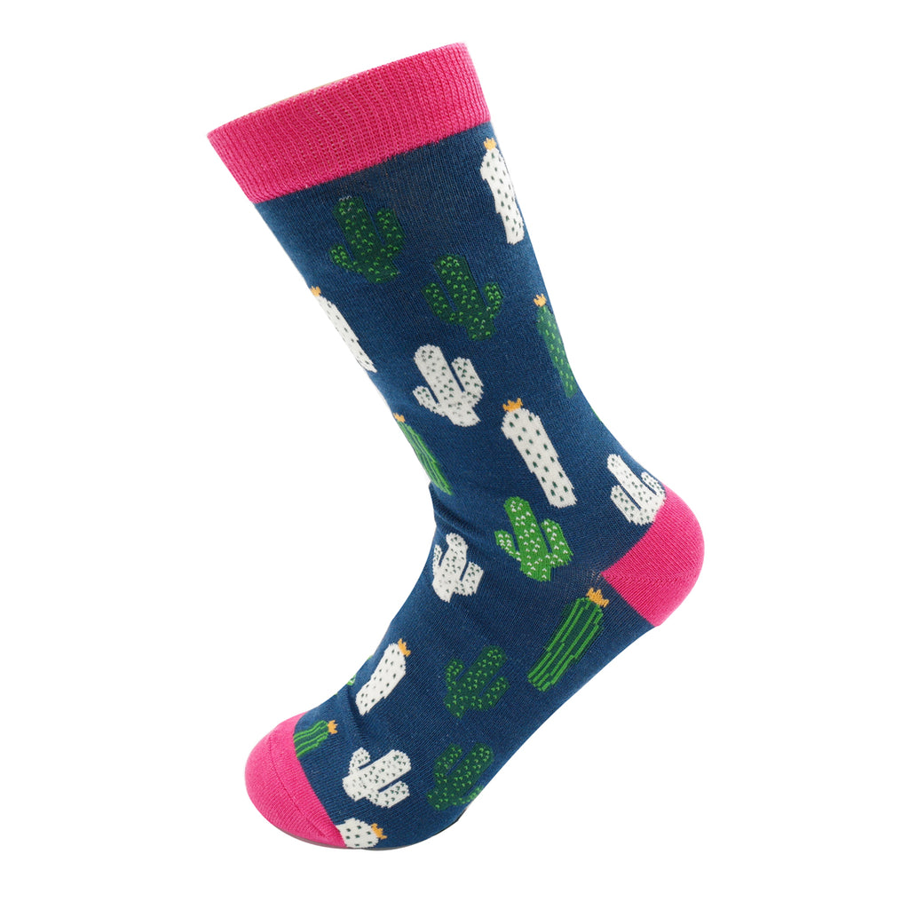 Miss Sparrow Ladies Bamboo socks - Prickly Pair Navy and Duck Egg