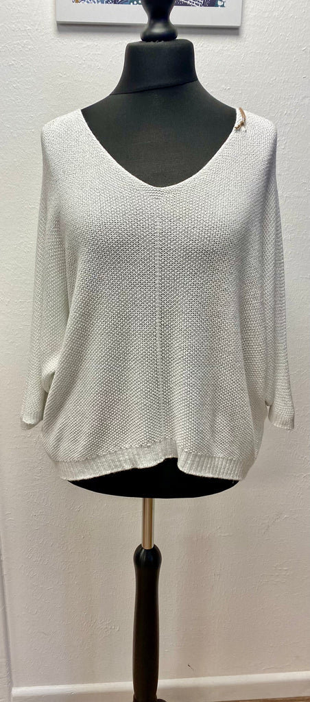 Short Sparkle V Neck Knit Top Assorted Colours