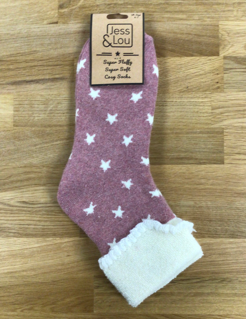Jess&Lou Ladies Cosy Cuff Socks Assorted Colours