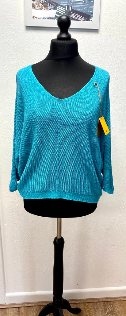 Short Sparkle V Neck Knit Top Assorted Colours