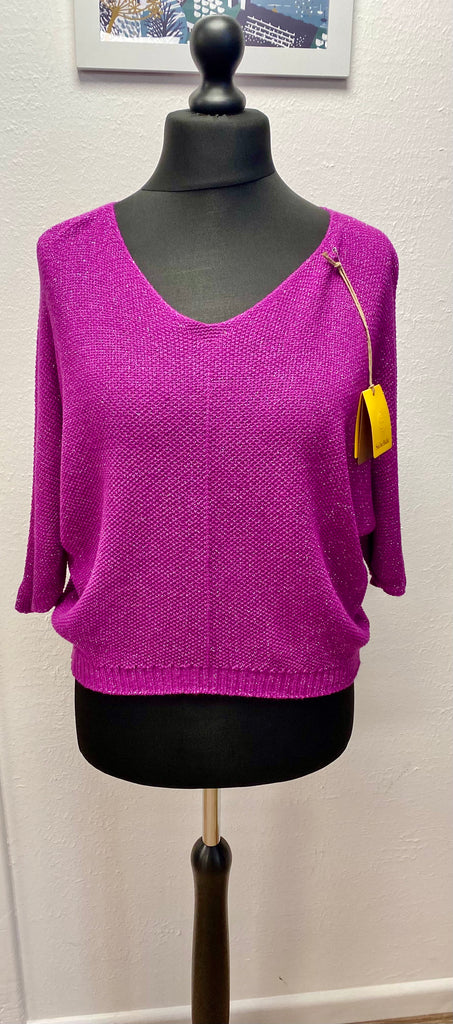 Short Sparkle V Neck Knit Top Assorted Colours