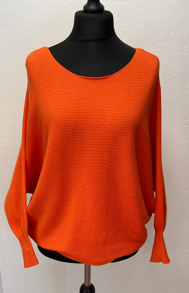 Ribbed Batwing Round Neck Jumper One Size 12-18
