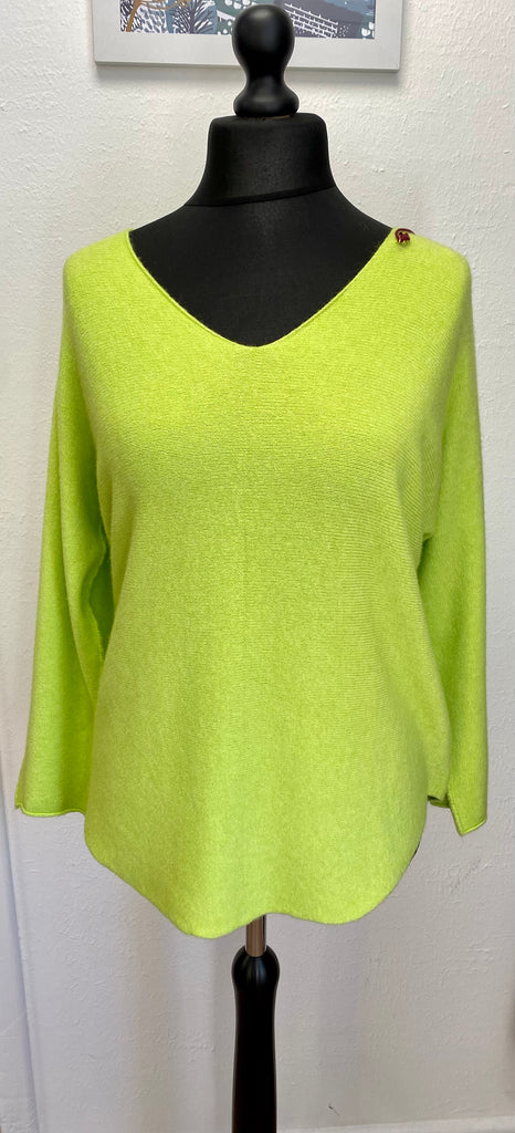 Sugar Babe Soft Knit V Neck Seam Sleeve Jumper One size 8-16