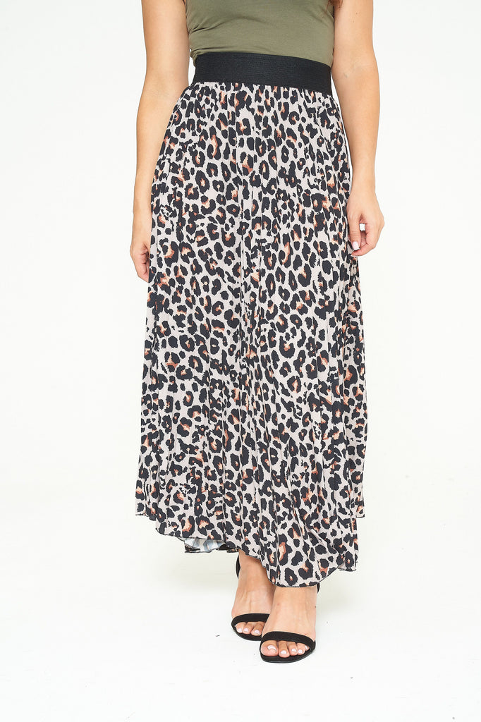 Pleated Leopard Skirts Assorted Colours